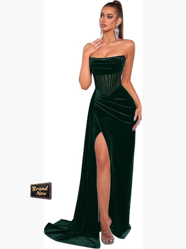 Elegant Velvet Maxi Dress With Ruched Slit For Party